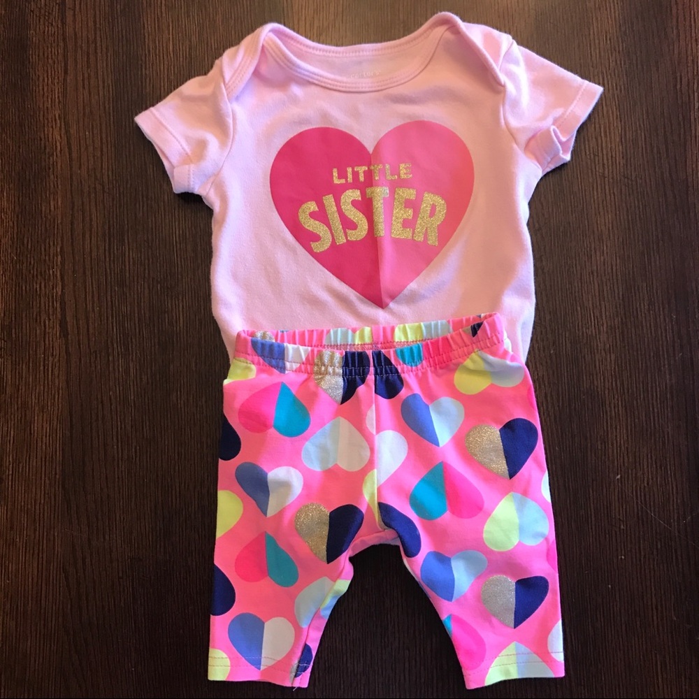 Carters Little Sister Set w/ Onesie & Capri Pants
